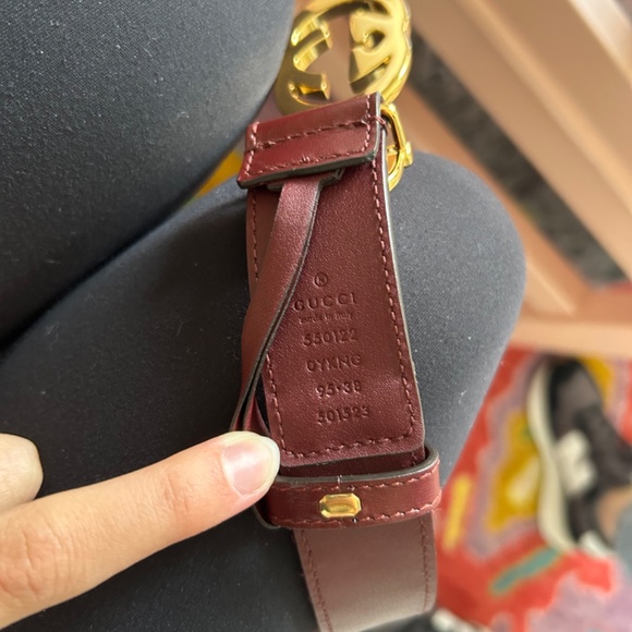 GUCCI Burgundy Smooth Leather Zumi Slim Belt